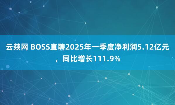 云燚网 BOSS直聘2025年一季度净利润5.12亿元，同比增长111.9%